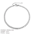 Bracelet tennis en acier inoxydable argenté avec zircons brillants et fermoir mousqueton - Couleur Acier