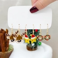 Three pairs of Christmas earrings featuring reindeer, stars, and snowflakes with rhinestones - Style 20 (3 Pairs Set)