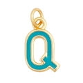 Golden pendant featuring a blue enamel letter Q design for necklaces and jewelry - Sky Blue - Letter Q