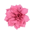 Detailed top view of 8cm dark pink fabric lotus flower with layered textile petals - Pink