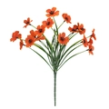 Artificial orange violet bouquet with black center and green leaves for home decor - Orange