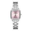 Minimalist square women's watch with pink dial and silver stainless steel strap - Light Pink Steel Band