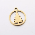 Gold stainless steel Christmas tree pendant for DIY handmade jewelry crafts - DY830-2 Gold Hollow Christmas Tree