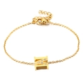 Minimalist gold titanium steel bracelet featuring a rhinestone-encrusted letter M charm - Letter M Style (KB117702-KLB)