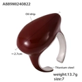 Water drop open ring in dark red and white oil drip enamel with 18K gold plated titanium steel - Size 7 Adjustable / Steel Color Wine Red Enamel