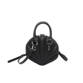 Elegant black shell crossbody bag with embossed floral texture and silver hardware - Black