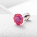 Screw back rose pink zircon stud earring in polished titanium steel for ear piercings - Rose Pink 6.2MM(A013-40#)
