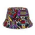 Ethnic pattern bucket hat featuring vibrant geometric patchwork design for summer - M (56-58cm) / Multicolor Ethnic Geometric Pattern (M206—2)