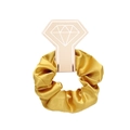 Golden satin scrunchie with silky sheen on a diamond shape card for hair styling - With Card / Yellow