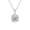 Classic S925 sterling silver square halo pendant with round D color moissanite stone - 方包圆围钻(fddz-113) / White Gold