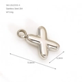 Polished 304 stainless steel cross pendant charm with dimensions 10.8mm by 6.3mm - Letter X / Steel