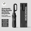 Automatic black folding umbrella with loop handle and UPF50+ sun protection coating - Extra Large 20 Ribs - Buckle Series / Starry Black
