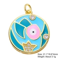 Detailed macro view of enamel eye pendant with cubic zirconia and star motif - Evil Eye Star
