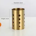 Gold stainless steel chopstick holder with round holes, 10cm diameter by 15cm height - 10CM Thickened 15CM High Gold