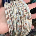 Perle rettangolari in agata 2x4mm sfaccettate in azzurro e beige con venature marroni - Pietra di Shoushan