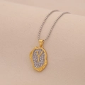 Close-up of two-tone beaded chain necklace with letter Y pendant and clear crystals - Letter Y