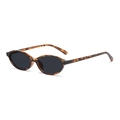 Oval tortoiseshell sunglasses with dark gray lenses in a retro trendy leopard pattern - Tortoiseshell Grey Lens