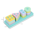 Educational wooden shape sorter toy for toddlers featuring colorful macaron blocks - Macaron Long 4-Column