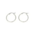 Polished silver stainless steel hoop earrings with secure clicker closure for women - 2.0*20mm Pair / Steel