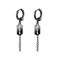 Black punk style razor blade earring with chain drop crafted from durable titanium steel - Style 15 Black Single