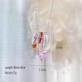 Elegant 18k gold plated necklace featuring a pink heart crystal pendant and dimensions - Silver-Heart Rhinestone Wheat Ear Necklace