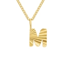 Gold-plated letter M pendant necklace with elegant radial textured finish for women - M / Gold