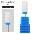 Ceramic large barrel nail drill bit with medium grit and 3/32 inch blue base holder - HF-03 Large Barrel Ceramic Drill Bit (M Medium)