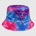 Cappello a secchiello tie-dye rosa e blu con cuciture rinforzate per uomo e donna - M (56-58cm) / Tie-Dye Rosa Blu Viola (07)