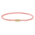 Minimalist handmade beaded bracelet featuring light pink column beads and gold metal accents - Light Pink