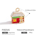 Christmas cottage alloy pendant with red and green enamel coating and SANTA text engraving - SANTA Red House (PJ92545)