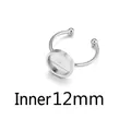 Silver stainless steel open ring base with a 12mm inner diameter tray for DIY jewelry - Inner Diameter 12mm / Steel