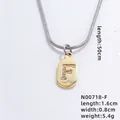 Pendente quadrato dorato lettera F con zirconi su una collana a catena serpente argento - Lettera F / 50cm