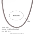 Minimalist 3.0mm 316L stainless steel blade chain necklace in silver finish, 40+5cm - 3mm Foxtail Chain (40+5cm)