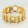 Pulsera dorada de cadena para hombre con calaveras grabadas y cierre de resorte - Dorado