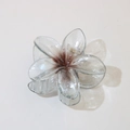Transparent plumeria hair claw clip with gradient dark brown center and colorful glitters - Glitter Gray - 8cm