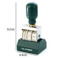 Retro DIY green roller date stamp with Full of Energy text and metal frame - Green Handle Date Stamp