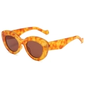 Occhiali da sole cat-eye Y2K con montatura leopardata arancione e lenti marroni - Tortoise