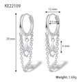 S925 sterling silver double layer chain tassel star drop earrings with dimensions - 925 Silver / Silver