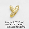 Macro view of gold plated Y-letter pendant with sparkling zircon micro-pave setting - Letter Y