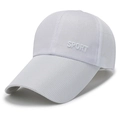 Weiße atmungsaktive Mesh-Baseballkappe mit SPORT-Stickerei und verlängertem Schirm - Verstellbar / Sport-Logo Weiß