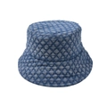 Classic denim blue quilted bucket hat with flat top and wide brim for children - Adjustable (52-58cm) / Blue