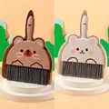 Mini desktop cleaning set featuring brown bear and beige rabbit brush with dustpan - 2 Sets: Pudding Bear + Milk Bunny