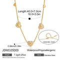 Golden heart necklace in stainless steel with zircon pavé and polished charms - Pave Rhinestone Heart Charm Style (JDN0105009)