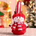 Christmas plush snowman figure in red and white hat with antlers, size 45cm high - New Antler Snowman-208-Medium