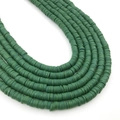 Single strand of 6mm green flat polymer clay spacer beads for DIY jewelry making - Grass Green