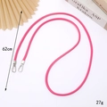 Rose red 6mm leather phone strap with silver spring buckles and 62cm length - 6mm Round Rope / 62cm / Rose Red