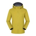 Mustard yellow softshell hooded jacket with black drawstring and full zip for outdoor use - S / Ginger Yellow