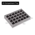 Grey velvet 24-slot jewelry organizer tray measuring 20x15x3cm for rings and earrings - 24-Grid Tray