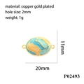 Macro detail of enamel Evil Eye pendant connector in copper gold plated finish for jewelry - P02493/Oval Eye
