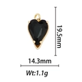 Détail du pendentif cœur noir de 19,5 mm avec placage or et mesures de taille - Pendentif Cœur Pierre Noire avec Cadre Doré (DZ-167)